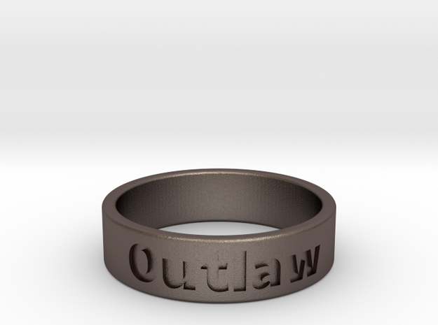 Outlaw Mens Ring 20.6mm Size11 in Polished Bronzed Silver Steel