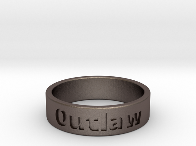Outlaw Mens Ring 22.2mm Size13 in Polished Bronzed Silver Steel