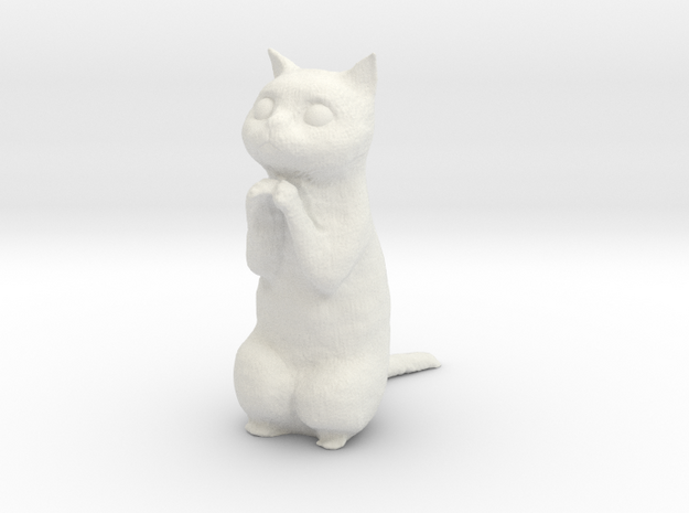 1/24 Praying/Begging Cat Standing in White Natural Versatile Plastic