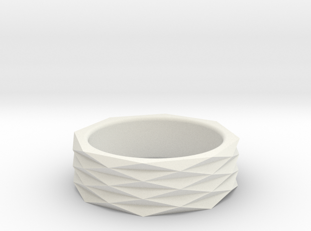 Origami Ring 'H' in White Natural Versatile Plastic