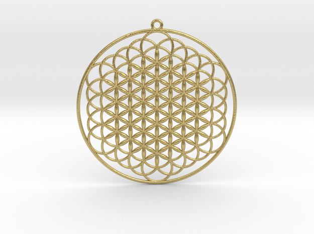 Extended Flower Of Life Pendant 2.5" in Natural Brass
