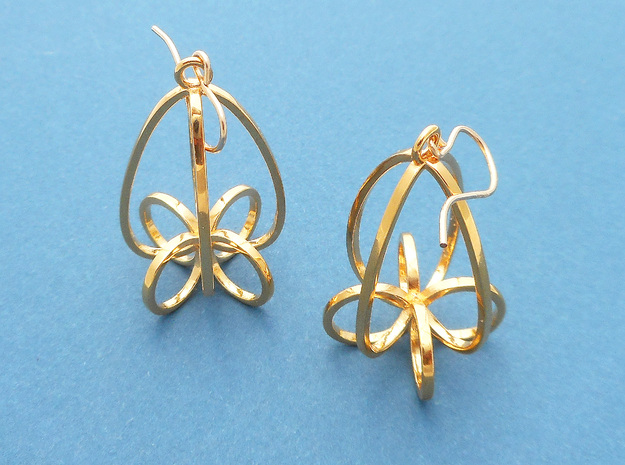 Finials - Pair of Earrings in Metal in 18k Gold Plated Brass