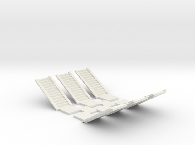 Concrete Stair Run 12 risers (N scale) in White Natural Versatile Plastic