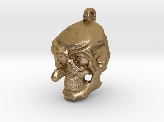 Aquiline Skull Keychain/Pendant in Polished Gold Steel