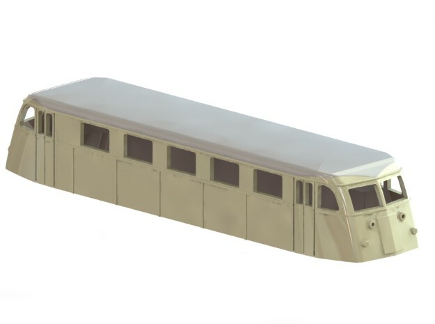 Swedish railcar Yo1 H0-scale in White Processed Versatile Plastic
