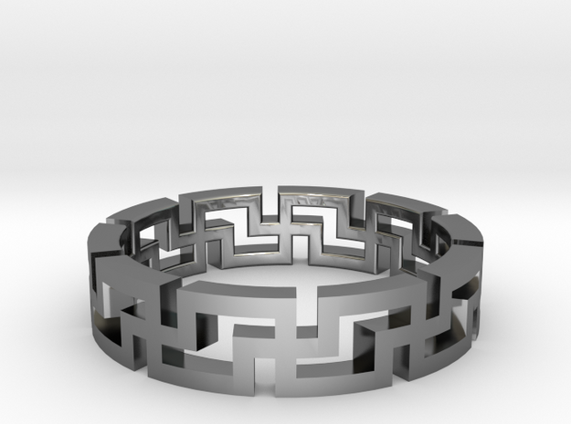 Swastika ring in Fine Detail Polished Silver: 8 / 56.75