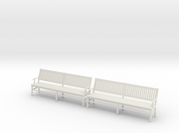 Wood Bench 02. 1:24 Scale in White Natural Versatile Plastic