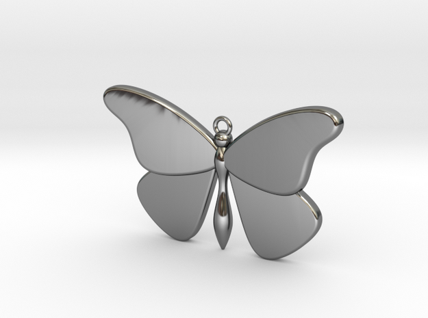 Single Butterfly Pendant (large) in Fine Detail Polished Silver