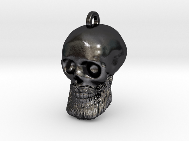 George's Skull Keychain/Pendant in Polished and Bronzed Black Steel