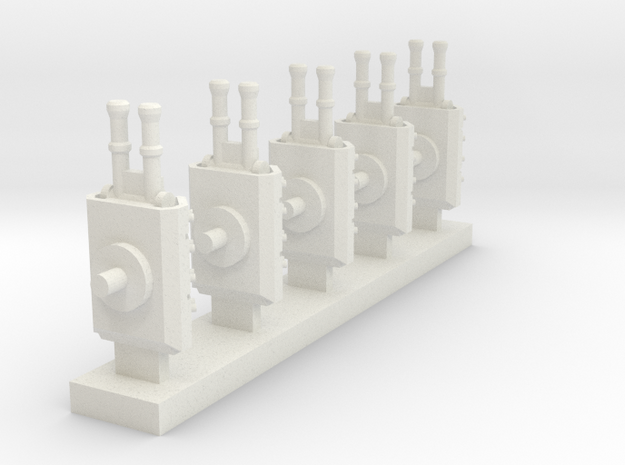 Heavy Armoured Turrets x5 in White Natural Versatile Plastic