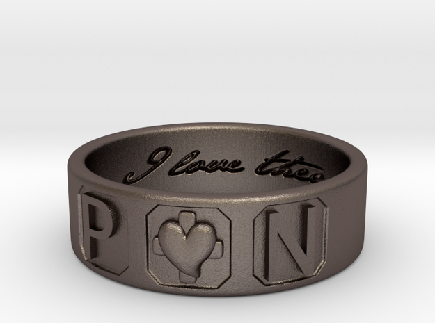 P and N Ring in Polished Bronzed-Silver Steel