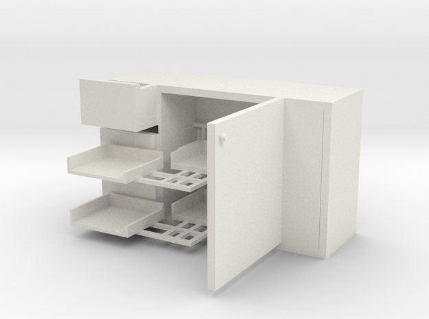 Corner full-opening cabinet in White Natural Versatile Plastic: Small