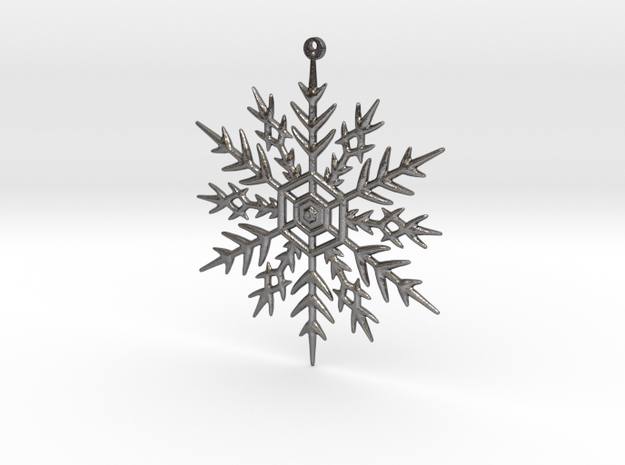 Snowflake earring or pendant in Polished Nickel Steel
