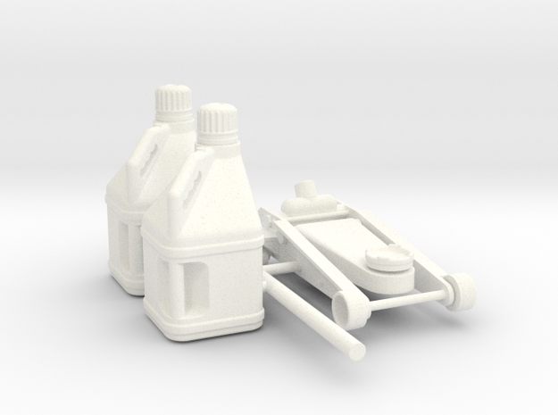 floor jack & 2x fuel jugs 1/16 in White Processed Versatile Plastic