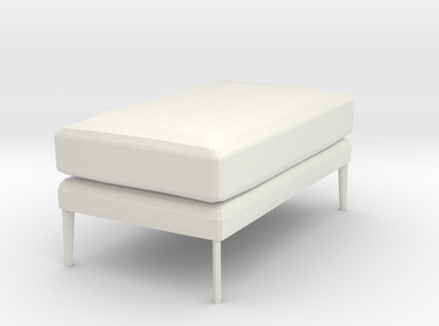 Miniature 1:24 Sofa/Pouf in White Natural Versatile Plastic: 1:24