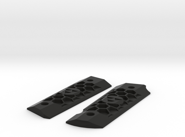 TriForce Honeycomb Grip Set for 1911 Airsoft GBB in Black Natural Versatile Plastic