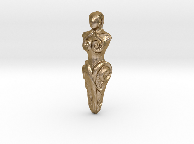 Spiral Goddess Pendant in Polished Gold Steel