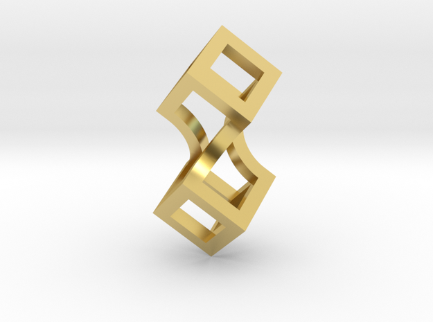 Linked cubes [pendant] in Polished Brass