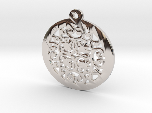 KTPD02 Die Cutting Design Pendant jewelry  in Rhodium Plated Brass