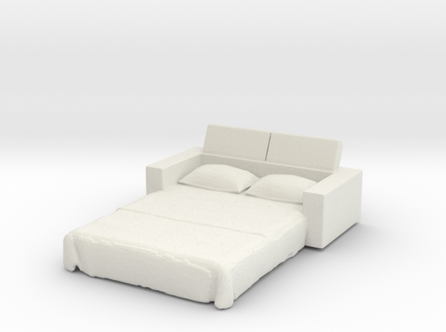 Sofa Bed 1/76 in White Natural Versatile Plastic