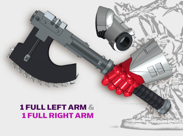 2x Goretran Axe - Demon Lord Weapons w/Arms in Tan Fine Detail Plastic