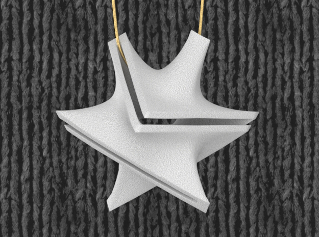 Star Minimal Surface Pendant in White Natural Versatile Plastic: Medium
