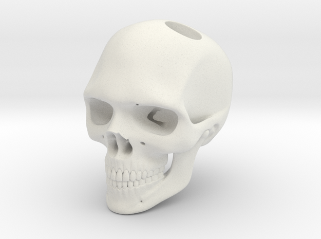 HUGE SOLID SKULL PENDANT (40mm H) in White Natural Versatile Plastic