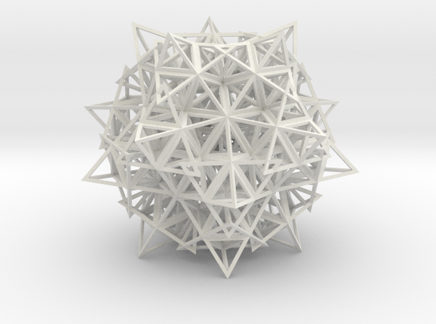 Icosahedron w/ 20 Stellated Octahedrons in White Natural Versatile Plastic