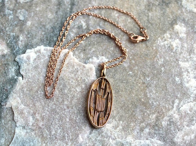 Chloroplast Pendant - Science Jewelry in Polished Bronze