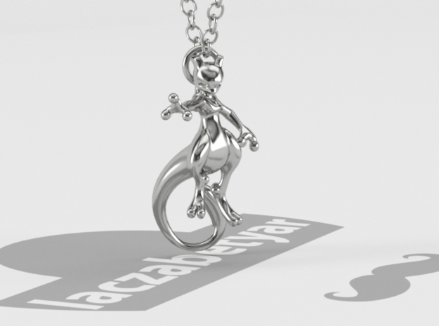 Mewtwo Pendant in Polished Silver: Medium
