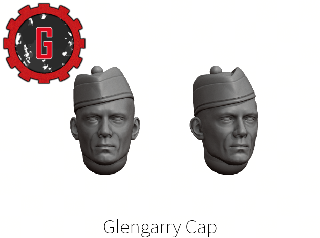 28mm Heroic Scale Glengarry caps, (worn tilted) in Tan Fine Detail Plastic: Small