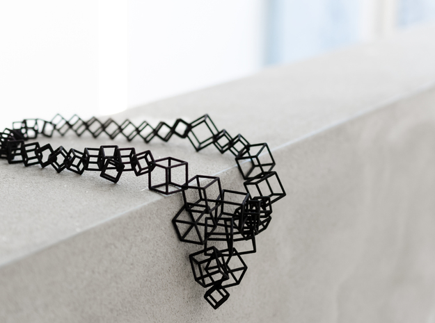 Cubes necklace in Black Natural Versatile Plastic