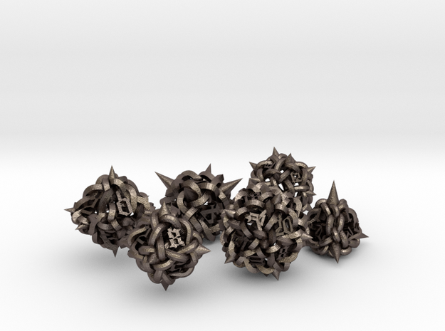Knot polyhedral set in Polished Bronzed-Silver Steel