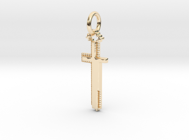 Gold Sword Pendant Geek Video Game Jewelry Pixl By in 14K Yellow Gold