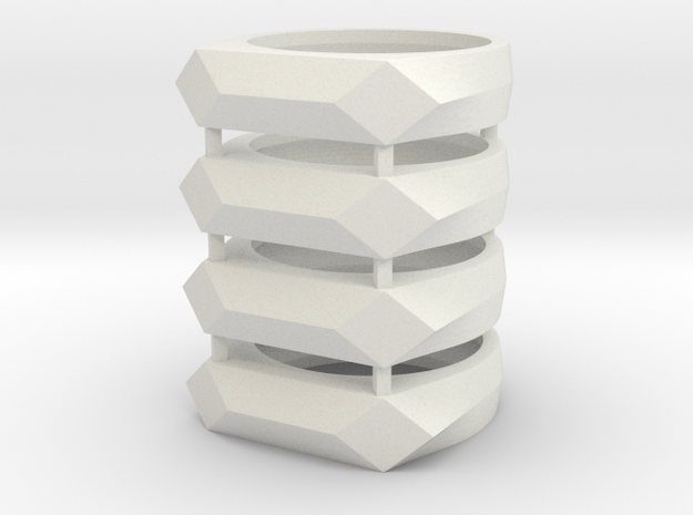 Gamora's Faceted ring, 4x vertical stack in White Natural Versatile Plastic: 6 / 51.5