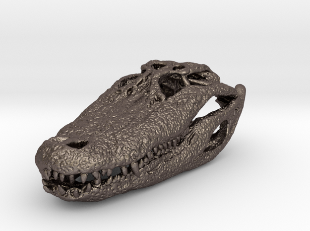 alligator skull 65mm in Polished Bronzed-Silver Steel