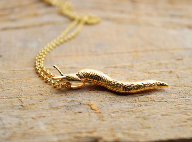 Slug Pendant - Science Jewelry in 14k Gold Plated Brass