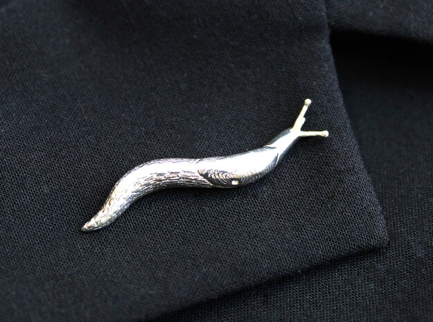 Slug Lapel Pin - Science Jewelry in Polished Silver