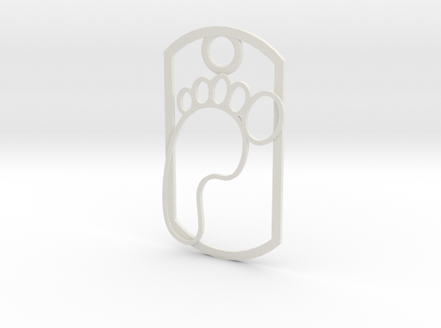 Footprint dog tag in White Natural Versatile Plastic