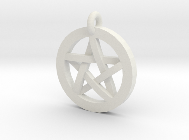 Pentacle Charm in White Natural Versatile Plastic