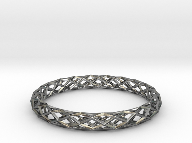 Diamond Check Bracelet in Polished Silver: Medium
