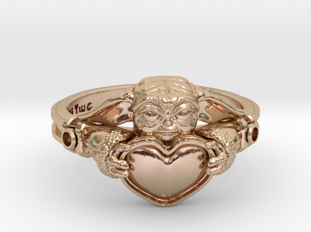 Baby Yoda Ring Size 6 US in 14k Rose Gold Plated Brass