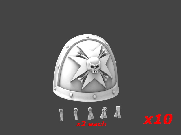 Templar Shoulderpad Sprue 5 in Tan Fine Detail Plastic