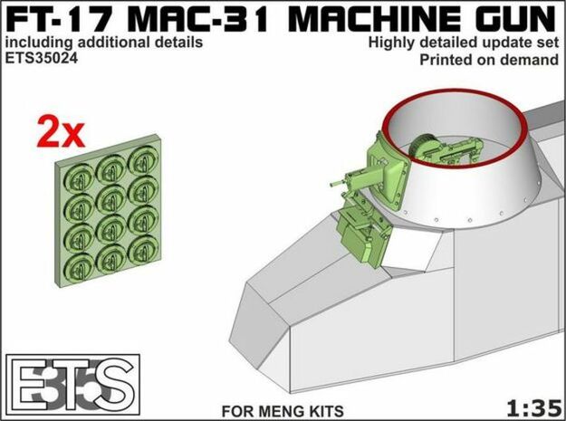 ETS35024 - FT-17 MAC31 machine gun [1:35] in Smooth Fine Detail Plastic