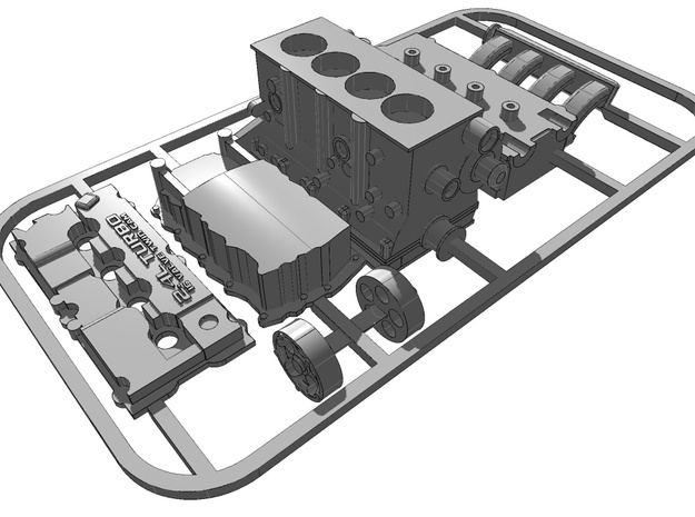 1:24 SRT4 Dodge Neon Engine Kit in Tan Fine Detail Plastic