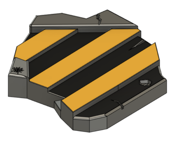 Black and Yellow Plate For Models Bases in Smooth Fine Detail Plastic