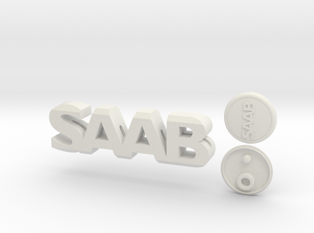 Saab Keychain Lanyard in White Natural Versatile Plastic