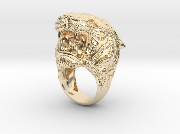 Tiger ring size 11 in 14K Yellow Gold
