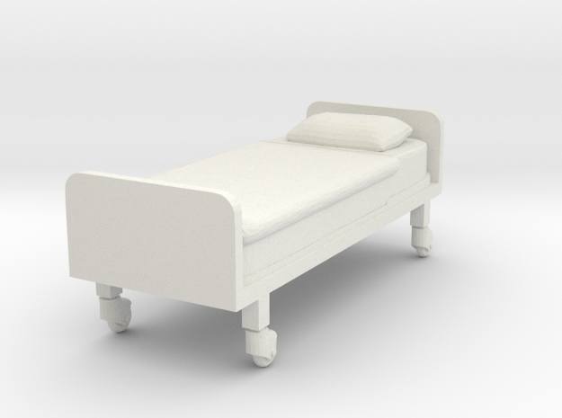 Hospital Bed (flat) 1/24 in White Natural Versatile Plastic