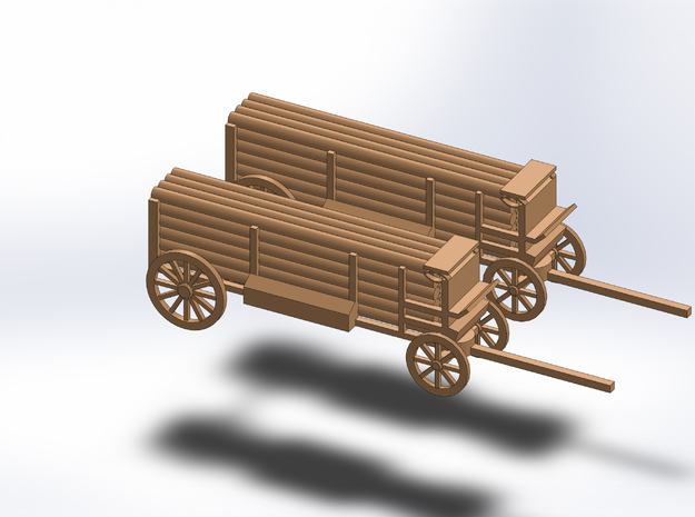 N TWO TELEGRAPH POLE WAGON in Tan Fine Detail Plastic